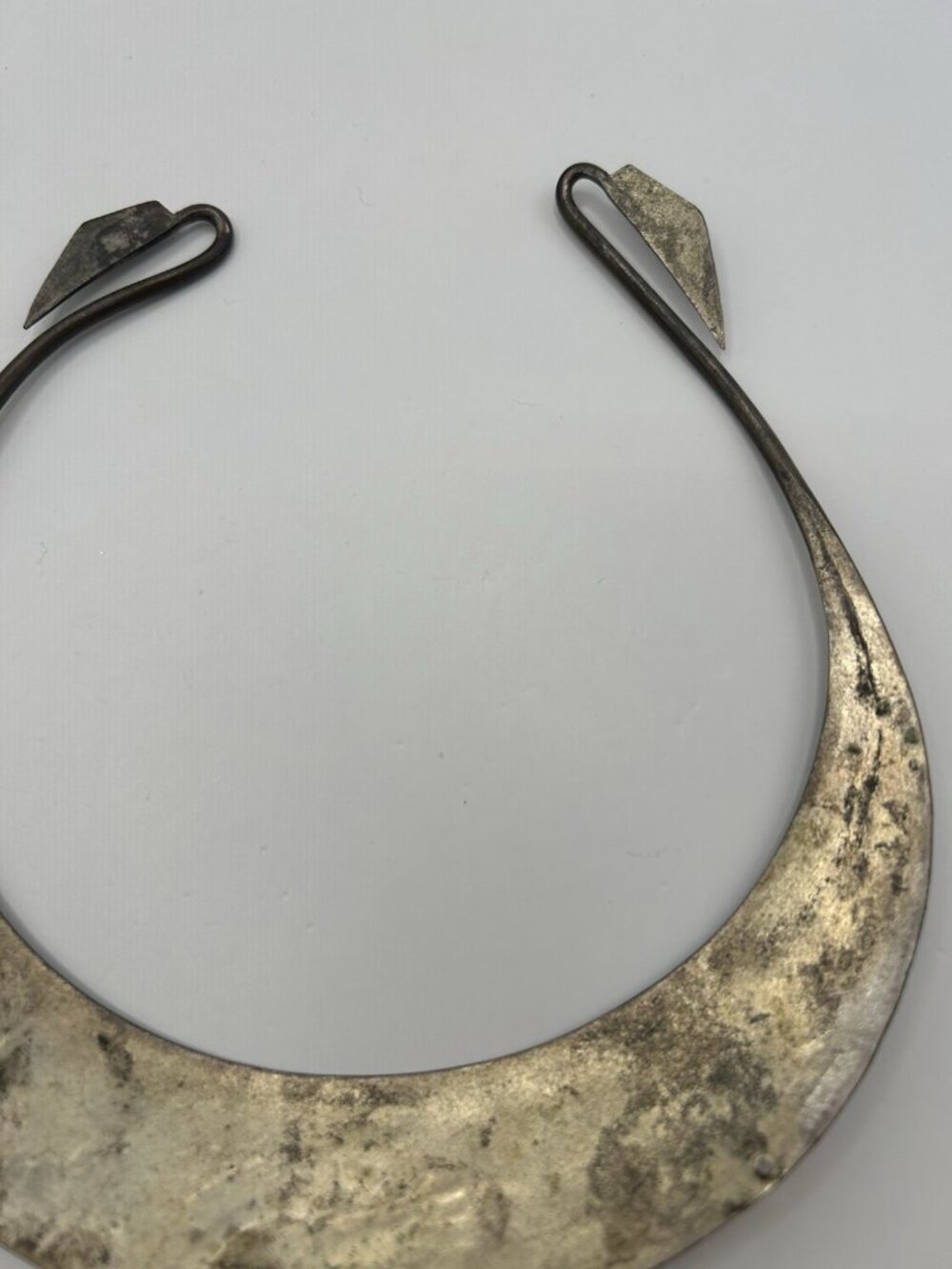Vintage Tribal Ceremonial Etched Collar Necklace Bird Motif Silver Tone Boho - Picture 14 of 15